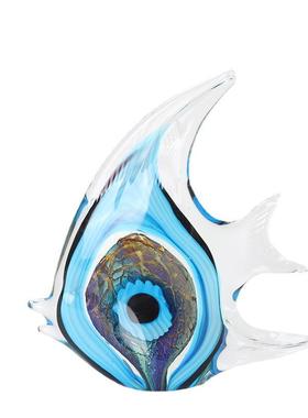 轻奢艺术琉璃多彩神仙鱼月亮鱼创意燕鱼摆件家居客厅装饰工艺品