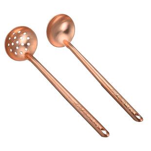 铜勺纯铜长柄铜勺加子国铜汤勺小漏勺火锅勺礼潮风厚婚庆婚2庆物