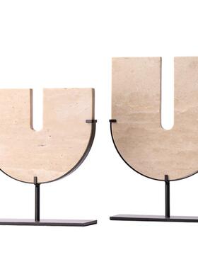 现黄代创石意新中式洞样大理石铁艺摆件板房1051玄关售楼处别墅装