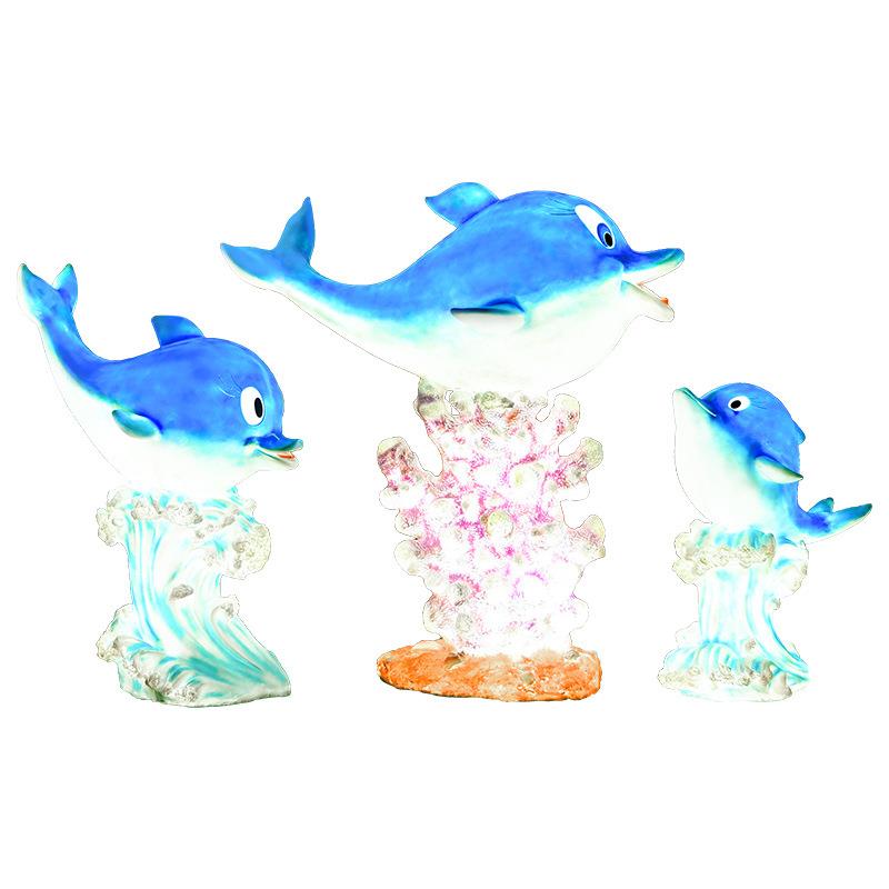 大型玻璃钢仿真海豚主题海洋生物摆件花园游乐场发光雕塑装饰摆件