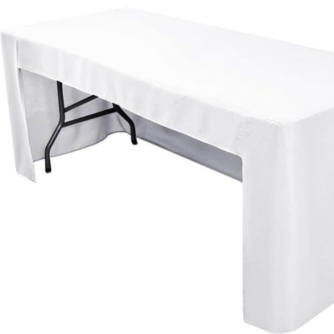 白色贴身的桌套用于矩形桌子开口桌套可洗的涤纶桌布耐磨会议桌