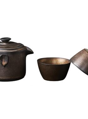 德化kkb20210复古陶做旧茶壶功夫茶具泡壶茶壶古中式鎏金单壶手抓