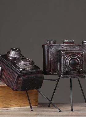 复美EXM式乡村树脂古相机型摆件板房装饰摆饰三角架相机模工艺样