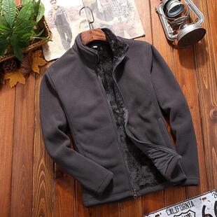 绒抓绒衣情侣暖双面穿摇粒绒外套男珊瑚卫衣女加绒加保中116厚老