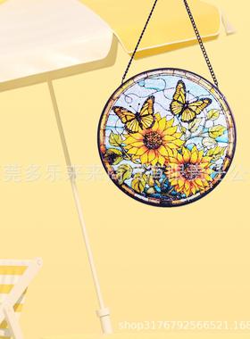 彩绘玻璃挂饰，20CM新款复古热销玻璃挂件浮雕立线艺术装饰