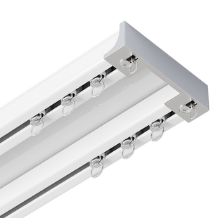 特厚窗帘轨道静音铝合金重型一体双轨道滑轨轨道顶装直轨轴承轮