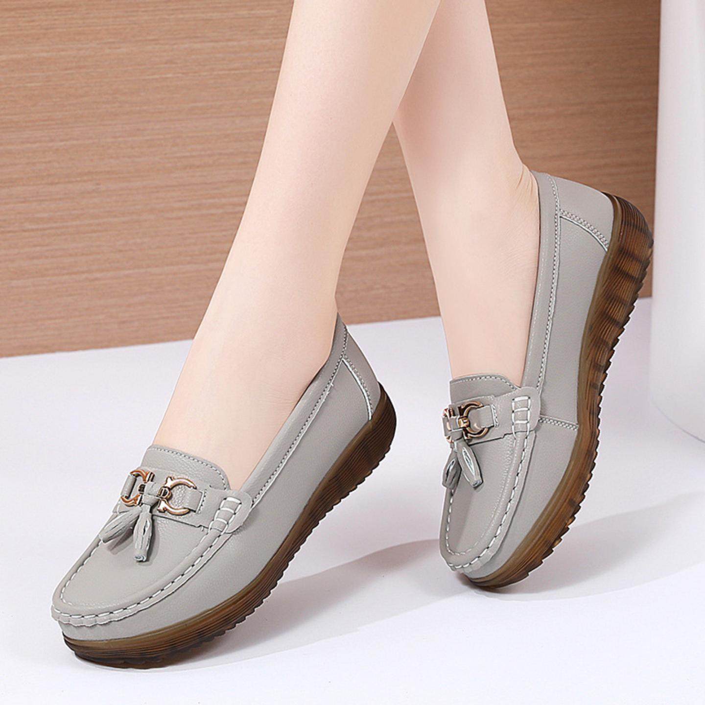 韩版妈妈鞋春季中老年牛皮鞋子软底舒适豆豆鞋平底休闲单鞋,女鞋,乐福鞋（豆豆鞋）,淘宝优惠券,粉丝福利购,淘宝优惠卷