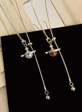 抽拉式立体星球项链女轻奢高级感时尚气质优雅通勤百搭颈链毛衣链