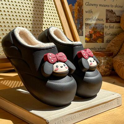 防水棉拖鞋女款冬季2025新款加绒加厚保暖防滑外穿月子厚底棉拖男