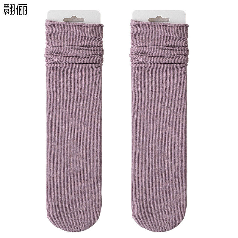 BINGBING SOCKS WOMENS MIDDLE TUBE SOCKS SUMMER THIN SECTION INS TIDE NET RED WHITE VELVET OUTER WEAR SPRING AND AUTUMN LONG PILE SOCKS