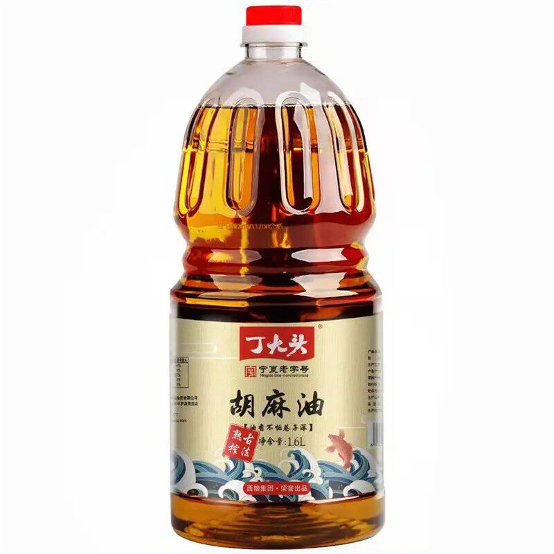 1.6L丁大头纯胡麻油正品;压榨亚麻籽油宁夏小磨