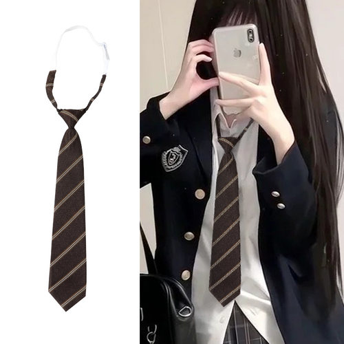 棕色领带学院风jk日系懒人免打