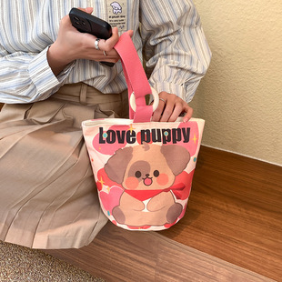 手提帆布包女2025新款通勤水桶包时尚百搭手提袋子上班杂物小拎包