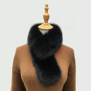 仿狐狸毛领子冬韩版新款纯色毛毛围脖女仿皮草毛加厚保暖围巾百搭