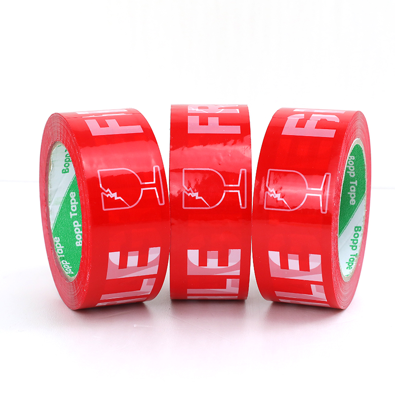 快递专用警示语FRAGIL封箱胶带出口大卷打包胶布易碎警告封口胶带