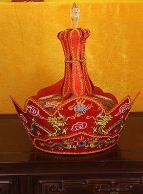 法师毗卢帽红色黄色毗卢帽 五佛冠法会主法帽子