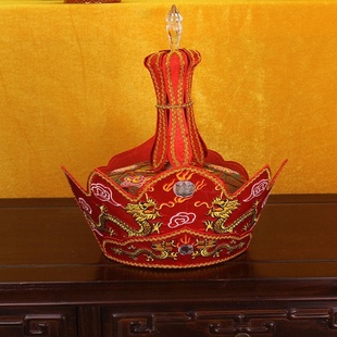 法师毗卢帽红色黄色毗卢帽 五佛冠法会主法帽子
