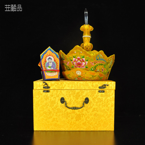 特价手工盘金毗卢帽 僧人服饰绒布礼盒寺师父主持帽 僧帽五佛帽