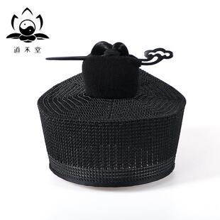 新款道家混元巾假发混元帽手工编织莲花冠男女道士帽子乾坤道帽庄