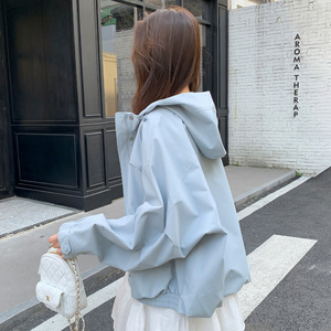 女连帽风衣外套宽松休闲百搭上衣