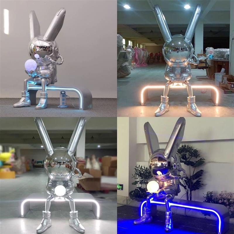 卡通网红robbi太空兔大摆件雕塑大型落地摆件酒店餐厅酒吧KTV装饰
