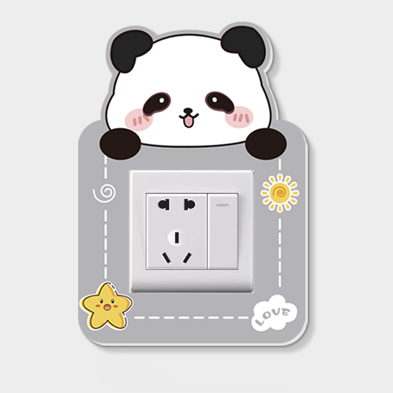 熊猫 插座美化边框套可爱卡通创意装饰套防水开关保护套开关墙贴,家居饰品,开关贴,淘宝优惠券,粉丝福利购,淘宝优惠卷