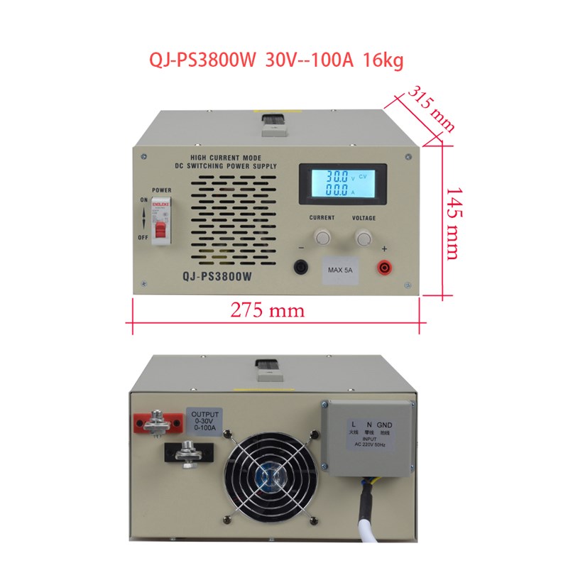 求精QJ-PS3800W 大功率直流稳压电源30V100A可调电源60V50A