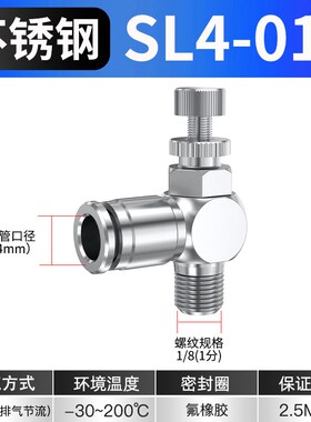 不锈钢调节阀气管气动节流阀SL6-m5/8-01/12-04气缸接头配件大全