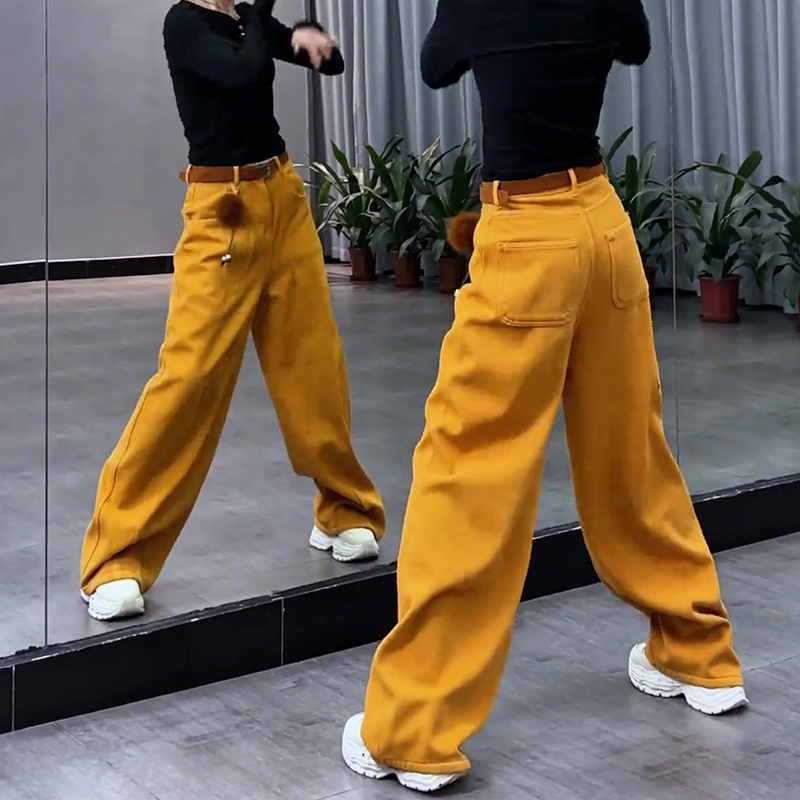 美式弯刀牛仔裤女冬季2025年新款加绒加厚垂感显瘦高腰宽松阔腿裤