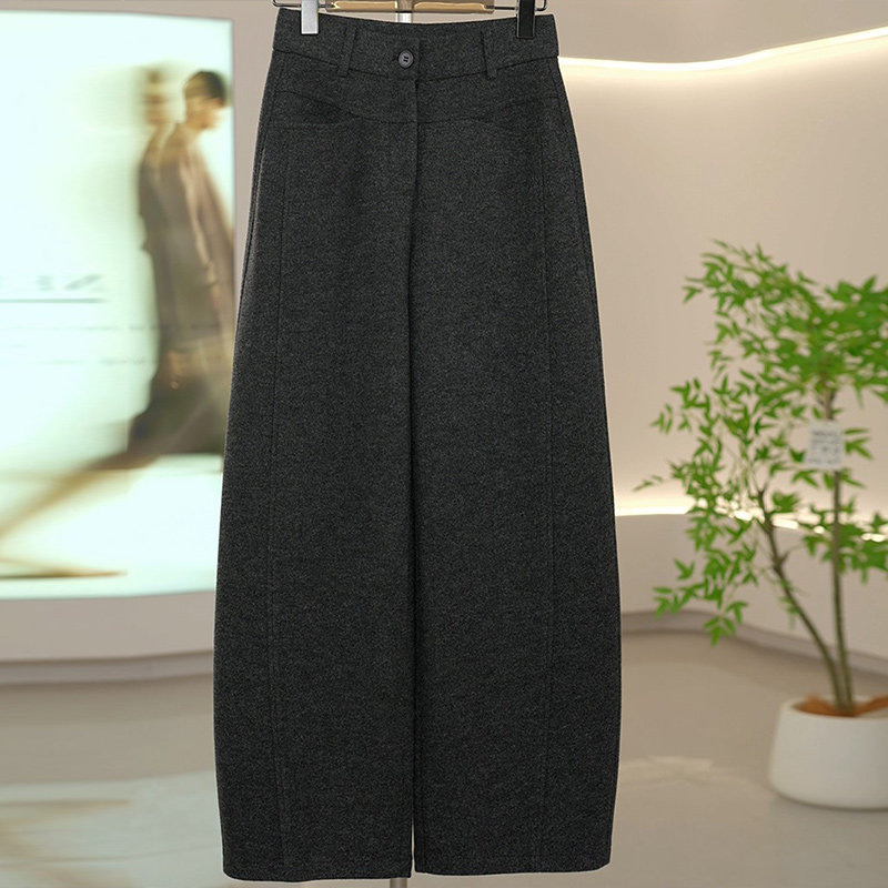 深灰色加厚毛呢弯刀裤女冬季2025新款大码垂感显瘦休闲加绒阔腿裤,女装/女士精品,大码裤装,淘宝优惠券,粉丝福利购,淘宝优惠卷