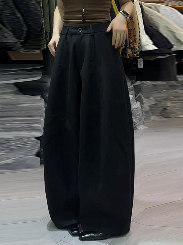 黑色加绒弯刀阔腿裤女2025秋冬新款宽松慵懒风大码显瘦休闲百搭裤,女装/女士精品,大码裤装,淘宝优惠券,粉丝福利购,淘宝优惠卷