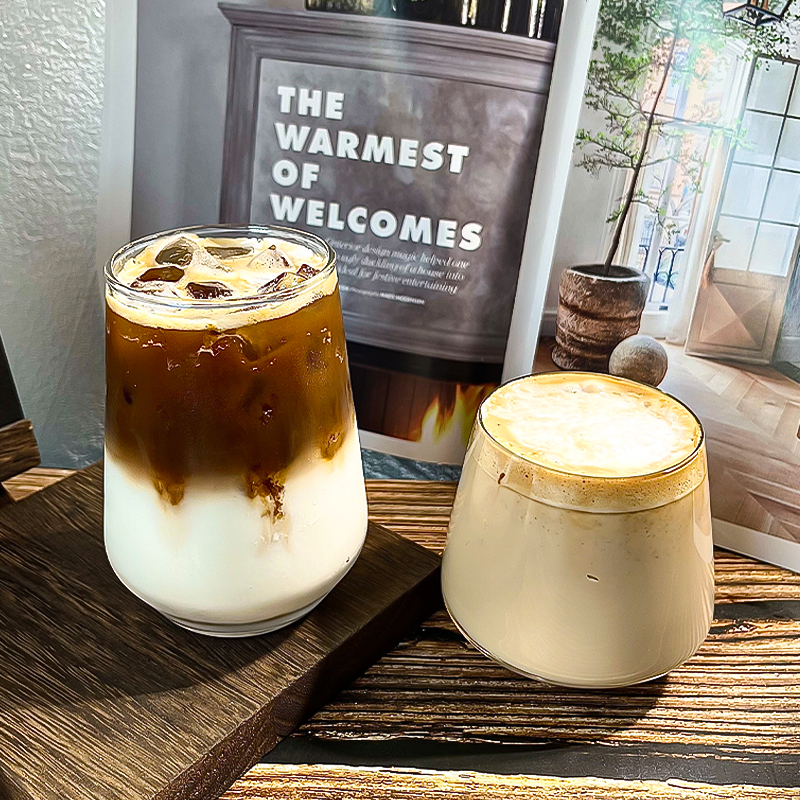 复古美式咖啡杯ins拿铁杯玻璃杯