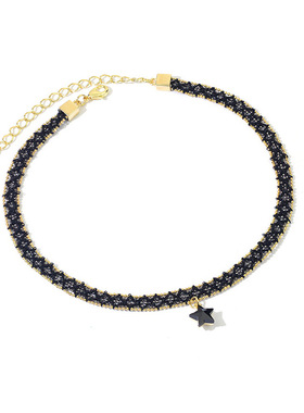 黑色锁骨链颈链简约短款项链女气质项圈脖子饰品星星颈带一件