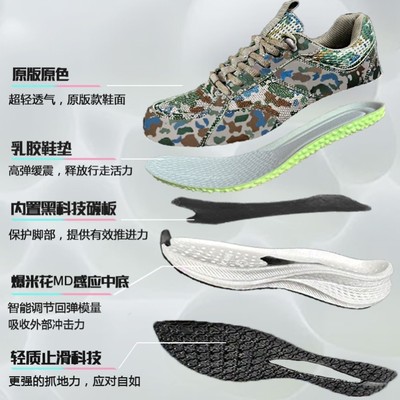 江苏福中全掌碳板跑鞋竞速魔改迷彩鞋作训鞋男体能训练超轻跑步鞋