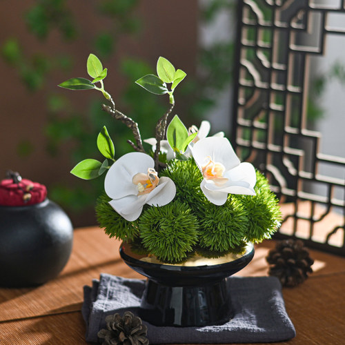 中式禅意装饰摆件仿真花装饰摆设