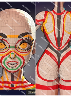 风格化女性人体基础3d模型标准布线卡通手办角色美型低模Maya obj