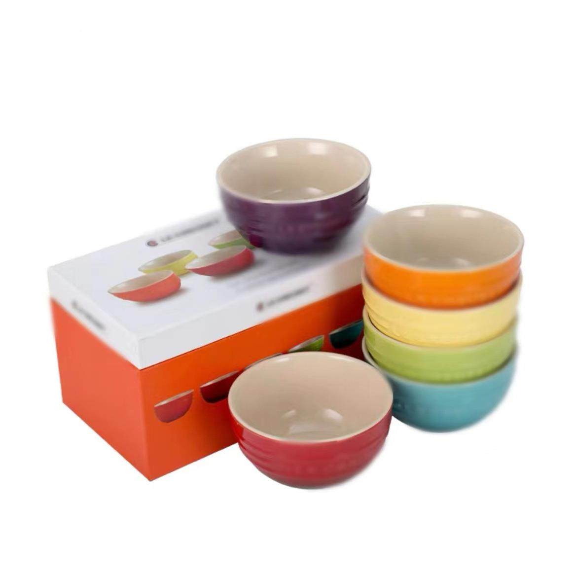 法式彩虹4.7c5英寸碗12m平碗底6色彩虹饭碗餐Z1204碗面碗汤碗6件