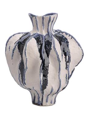 板侘寂摆风鎏墨班CH-72219陶瓷花瓶家居样间手工花艺花器中古艺术