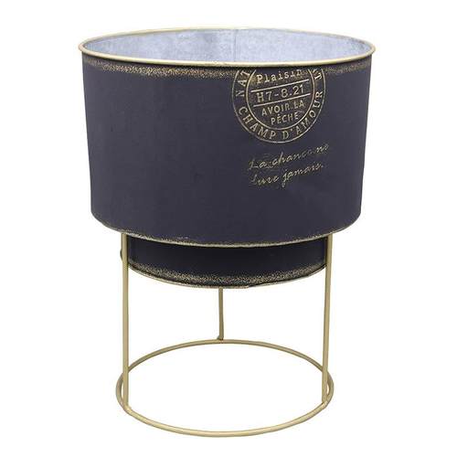 供圆形镀锌花盆北欧阳台落地院盆简约柱室应内庭园YM2311B林绿植