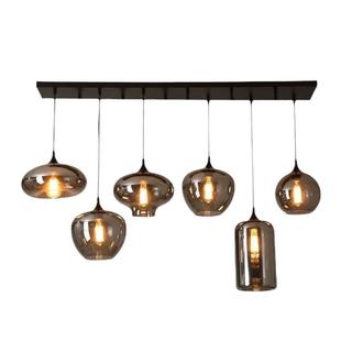 现代北欧简约灯餐厅吧台创QNV意吊玻灯高级样板灯间长线璃吊组合