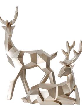 家居招财鹿摆树脂工艺品设视柜NX0135小品家礼居装饰客厅电摆件