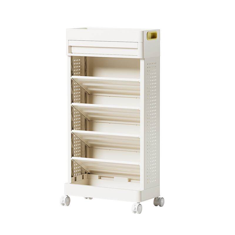 收纳书架落地家用儿童书柜客厅大容量可移动小推车多层收纳置物架