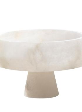 酒现代简约侘寂风天然云石托几盘果摆件样板房店盘客厅OCB餐桌茶