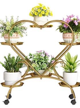 厂家北欧铁艺花架落地金色萝金属绿子多肉客阳75693台家用植物架