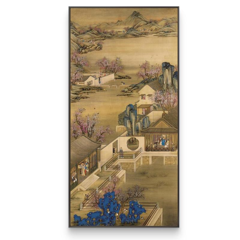 古典山水画新中式沙发背景墙装饰画禅意茶室挂画竖版古风国画