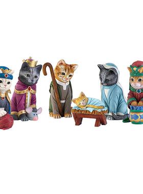 新咪款雕王室猫诞生猫咪家族塑AL668804树摆件创意猫咪树脂工脂艺