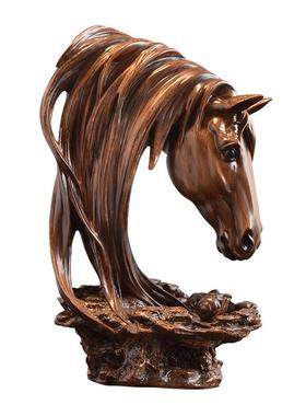 现代马头树脂艺品摆件家居客关厅玄办公室物MT动头部雕工塑装饰