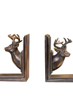 复古创w8000-53意时尚式鹿装饰书档动物摆件书房头卧室美树脂装工