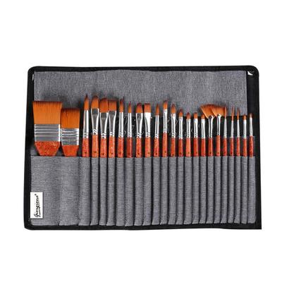 乔尔乔内黄24支尼龙毛画笔粉套装橘色杆布包油画笔水水彩画笔刷