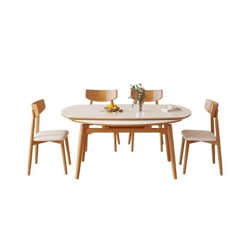 油实木岩板可餐桌椅组奶合现代简约风小户型家用伸缩原木圆形饭桌,商业/办公家具,餐桌椅系列,淘宝优惠券,粉丝福利购,淘宝优惠卷